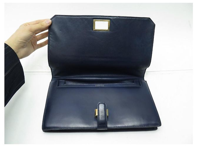 Hermès VINTAGE HANDTASCHE HERMES BRIO LEDERBOX BLAUER SCHULTERHALTER BLAUE LEDERHANDTASCHE Marineblau - Ansicht 8