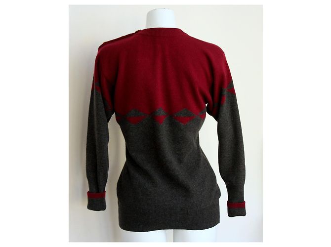 Pull cachemire CHANEL Taille M soit 38-40 Fr Bordeaux Gris anthracite - vue 2