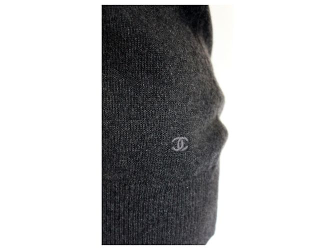 Pull cachemire CHANEL Taille M soit 38-40 Fr Bordeaux Gris anthracite - vue 3