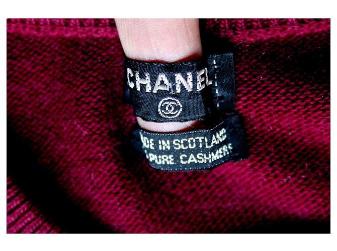 Pull cachemire CHANEL Taille M soit 38-40 Fr Bordeaux Gris anthracite - vue 7