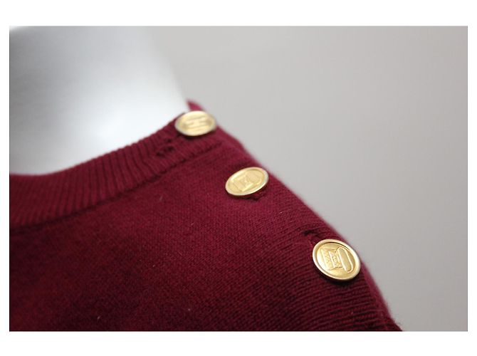 Pull cachemire CHANEL Taille M soit 38-40 Fr Bordeaux Gris anthracite - vue 8