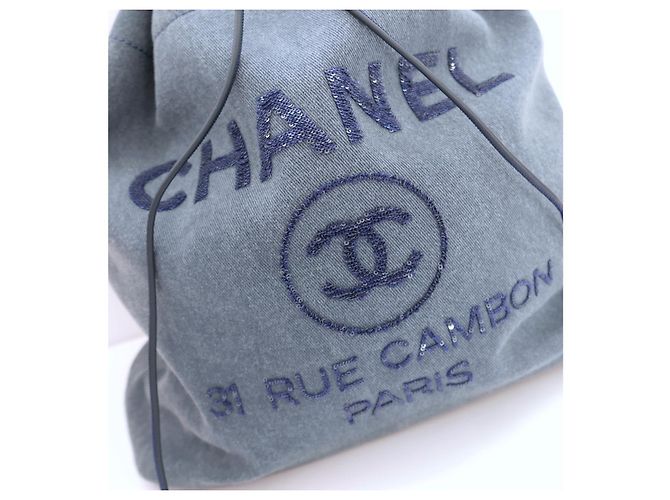 Chanel Deauville Denim-Rucksack Blau - Ansicht 2