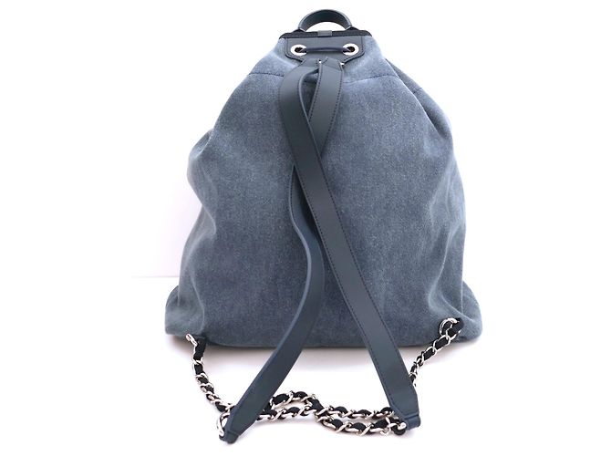 Chanel Deauville Denim-Rucksack Blau - Ansicht 4