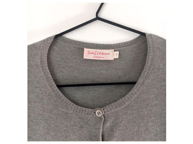 Zadig & Voltaire Strickjacke aus Seide und Kaschmir Grau - Ansicht 3