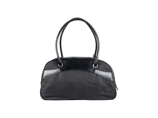 Jacquard Borsa Bowling Prada Nera in Nylon e Pelle Nero - vista 2