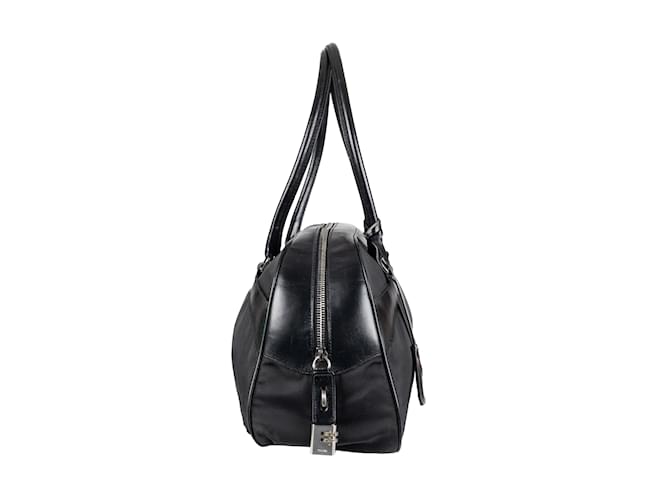 Jacquard Borsa Bowling Prada Nera in Nylon e Pelle Nero - vista 3