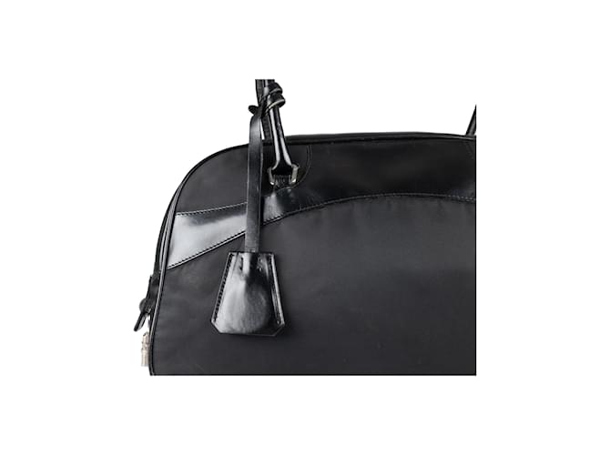 Jacquard Borsa Bowling Prada Nera in Nylon e Pelle Nero - vista 5