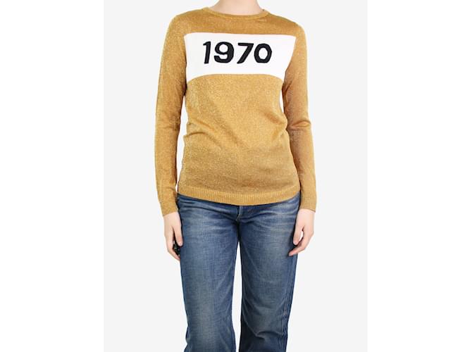 Bella Freud Goldglitzernder Pullover – Größe XS Golden - Ansicht 2