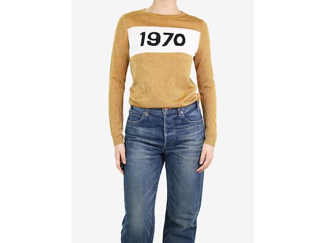 Bella Freud Goldglitzernder Pullover – Größe XS Golden - Ansicht 4