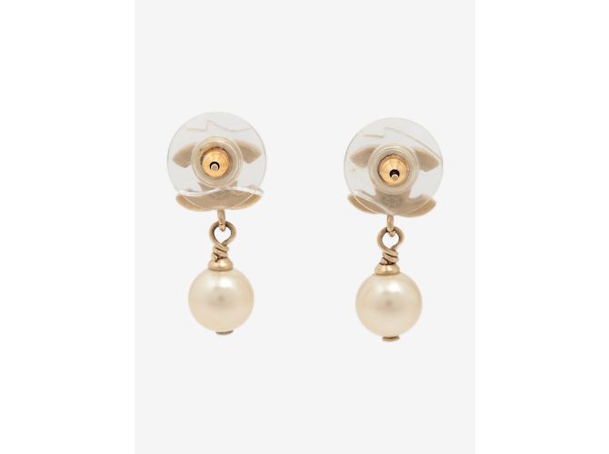 Chanel Orecchini a goccia con perle CC placcate in oro D'oro - vista 5