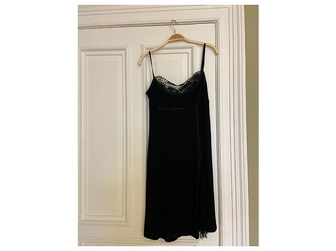 Autre Marque JIKI Cocktailkleid aus schwarzer Viskose mit Spitze - Ansicht 2