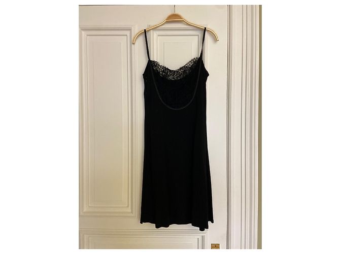 Autre Marque JIKI Cocktailkleid aus schwarzer Viskose mit Spitze - Ansicht 4