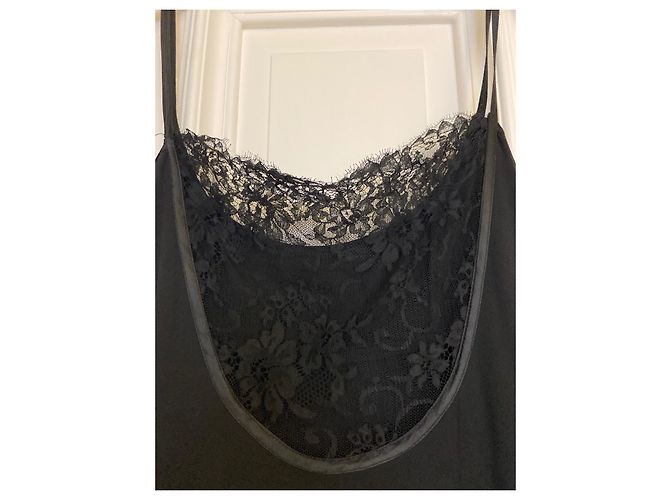 Autre Marque JIKI Cocktailkleid aus schwarzer Viskose mit Spitze - Ansicht 5