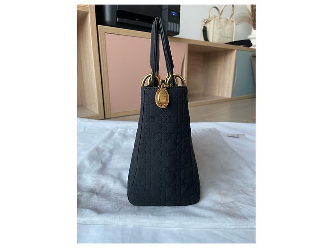 Tela média Lady Dior Preto Gold hardware - vista 3