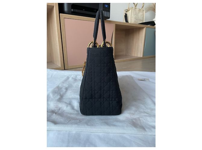 Tela média Lady Dior Preto Gold hardware - vista 4