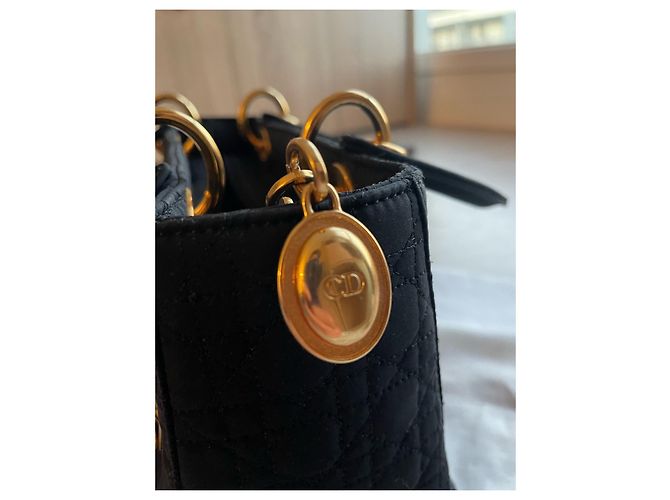 Tela média Lady Dior Preto Gold hardware - vista 6