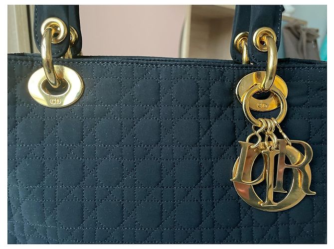 Tela média Lady Dior Preto Gold hardware - vista 7