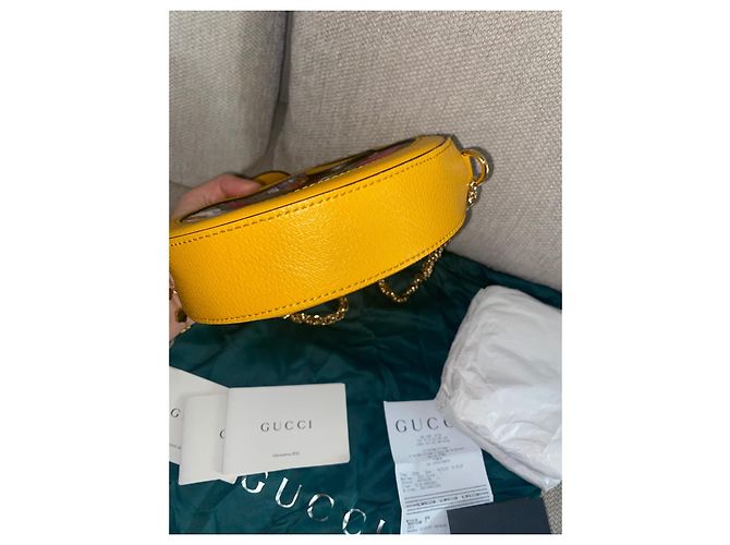 Borsa a tracolla Gucci Brown GG Supreme Round Flora Ophidia Marrone Beige Giallo - vista 5