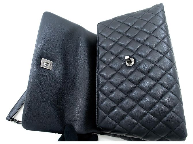 Chanel 2 Way Top Handle Sac à main Sac à bandoulière Cuir Caviar Noir - vue 11