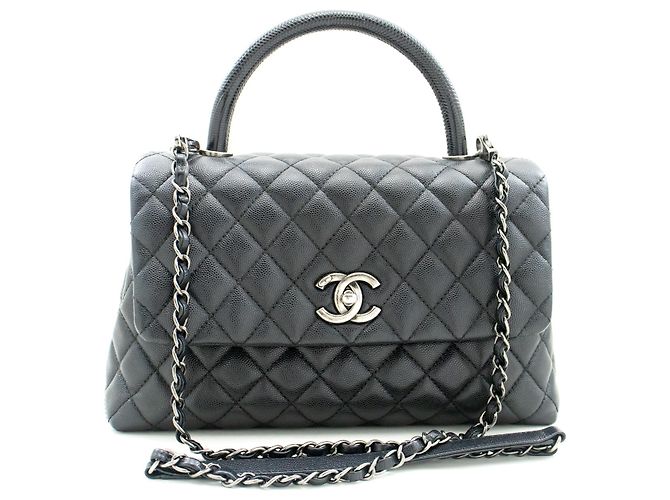 Chanel 2 Way Top Handle Sac à main Sac à bandoulière Cuir Caviar Noir - vue 2