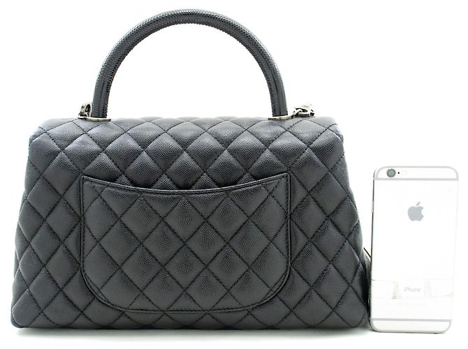 Chanel 2 Way Top Handle Sac à main Sac à bandoulière Cuir Caviar Noir - vue 3