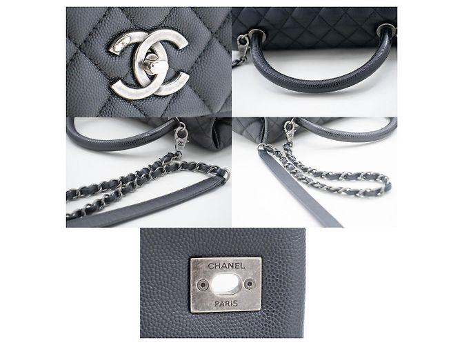 Chanel 2 Way Top Handle Sac à main Sac à bandoulière Cuir Caviar Noir - vue 7