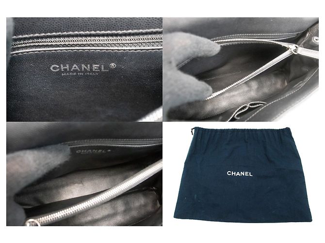 Chanel 2 Way Top Handle Sac à main Sac à bandoulière Cuir Caviar Noir - vue 8