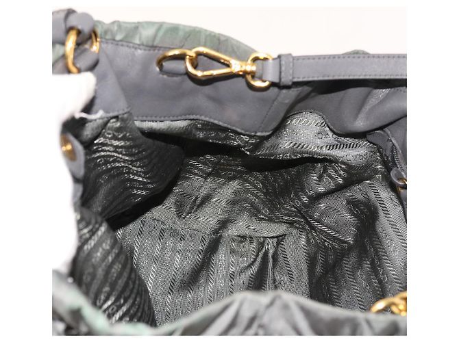 Borsa a mano Prada in nylon 2modo Grigio Auth 54970 Marrone - vista 19