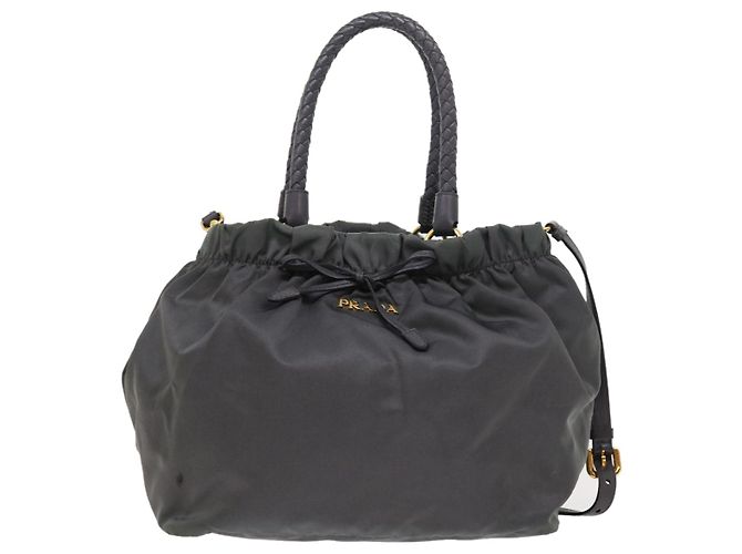 Borsa a mano Prada in nylon 2modo Grigio Auth 54970 Marrone - vista 2