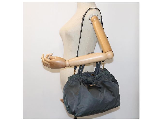 Borsa a mano Prada in nylon 2modo Grigio Auth 54970 Marrone - vista 24