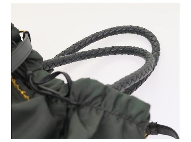 Borsa a mano Prada in nylon 2modo Grigio Auth 54970 Marrone - vista 8