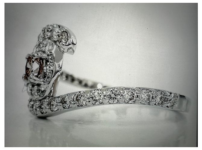 Autre Marque Rosa-brauner Diamantring Weiß - Ansicht 3