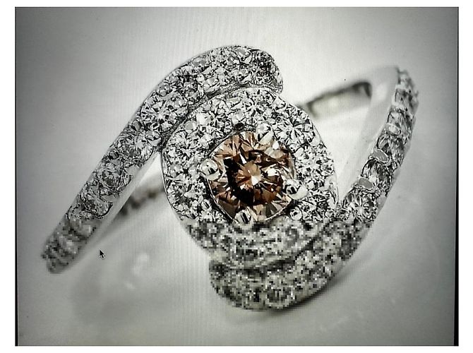 Autre Marque Rosa-brauner Diamantring Weiß - Ansicht 4