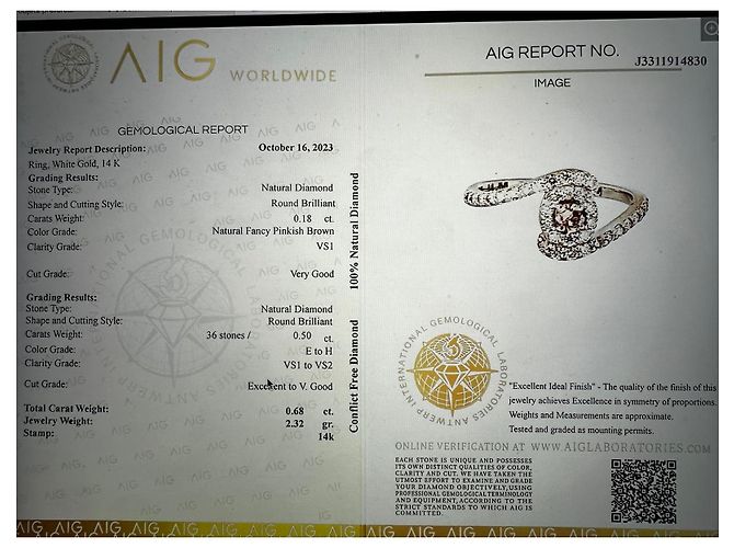 Autre Marque Rosa-brauner Diamantring Weiß - Ansicht 6