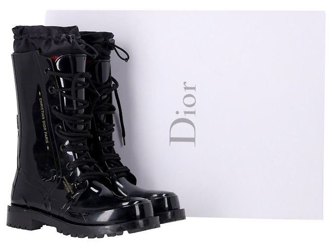 Stivali stringati Dior Diorcamp in gomma nera - vista 8