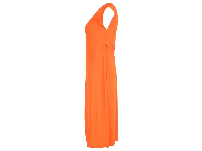 Vestido Joseph de viscosa naranja con cuello de pico - vista 2