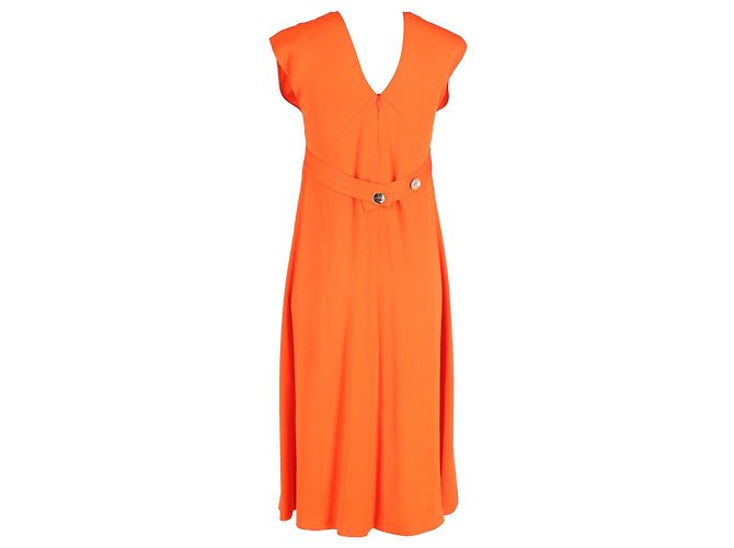 Vestido Joseph de viscosa naranja con cuello de pico - vista 3