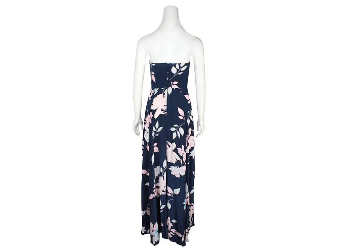 Yumi Kim Blaues, trägerloses Maxikleid aus Seide mit Blumenmuster - Ansicht 3