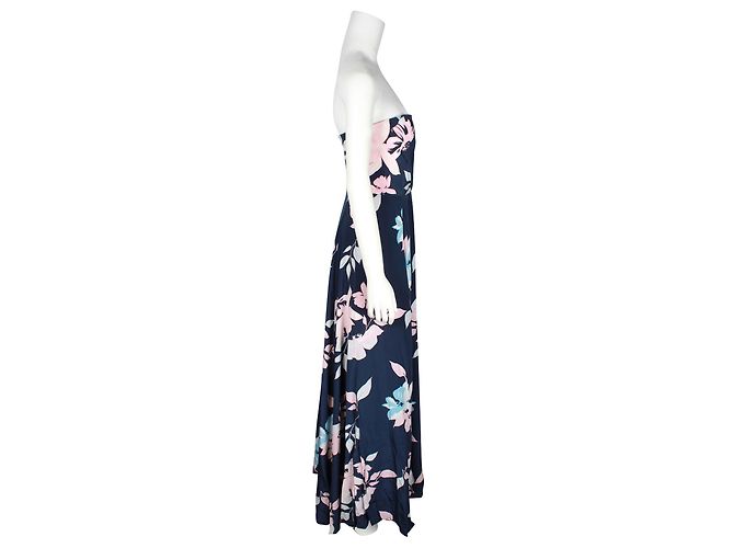 Yumi Kim Blaues, trägerloses Maxikleid aus Seide mit Blumenmuster - Ansicht 4