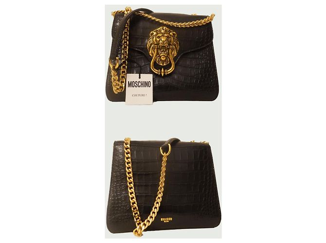 Borsa a spalla Moschino in pelle con placca leone Nero - vista 5