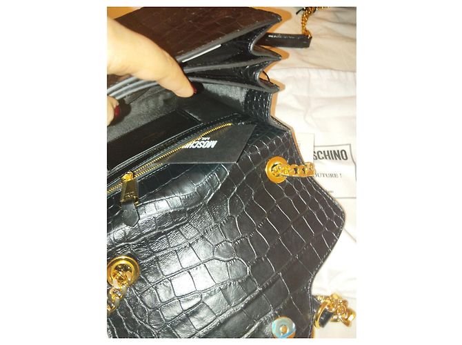 Borsa a spalla Moschino in pelle con placca leone Nero - vista 7