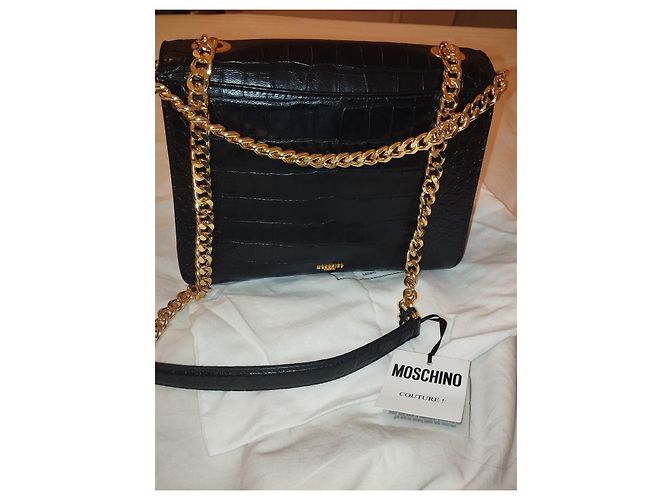 Borsa a spalla Moschino in pelle con placca leone Nero - vista 8
