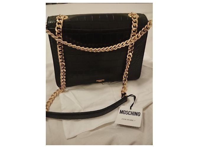 Borsa a spalla Moschino in pelle con placca leone Nero - vista 9