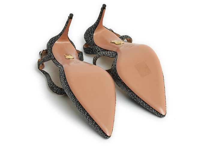 Aquazzura PRATA NEGRA 85 bombas slingback UE38.5 NOVO Preto - vista 5