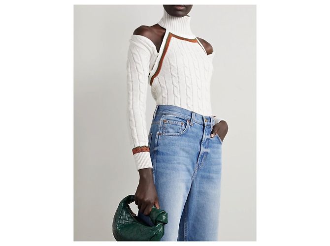 Rosie Assoulin Hold My Bolero Cabrio-Pullover. Creme - Ansicht 2