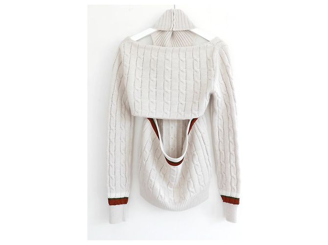 Rosie Assoulin Hold My Bolero Cabrio-Pullover. Creme - Ansicht 4