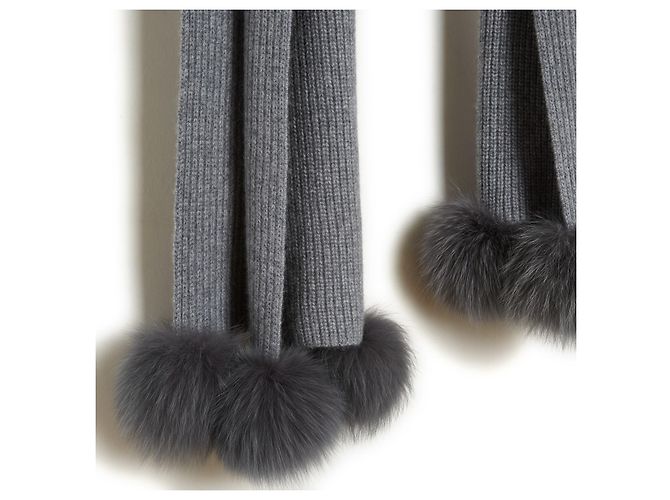 Yves Salomon Maxi sciarpa in cashmere ultra morbida Grigio - vista 2