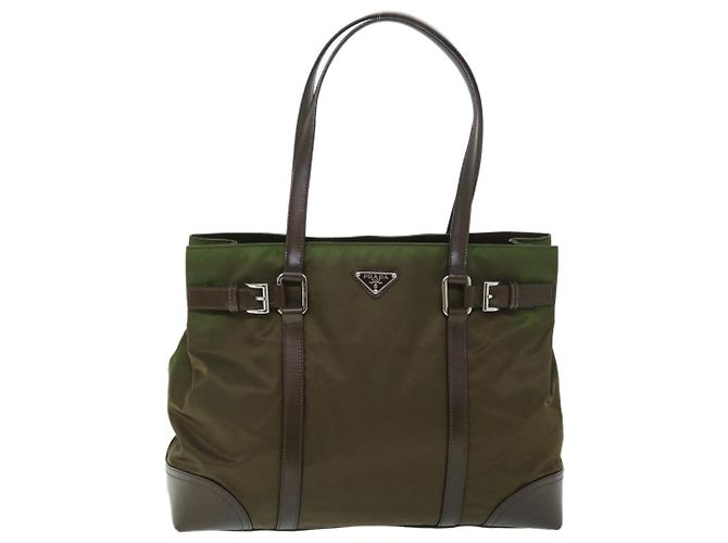 PRADA Borsa A Spalla Nylon Pelle Verde Auth ep1747 - vista 13
