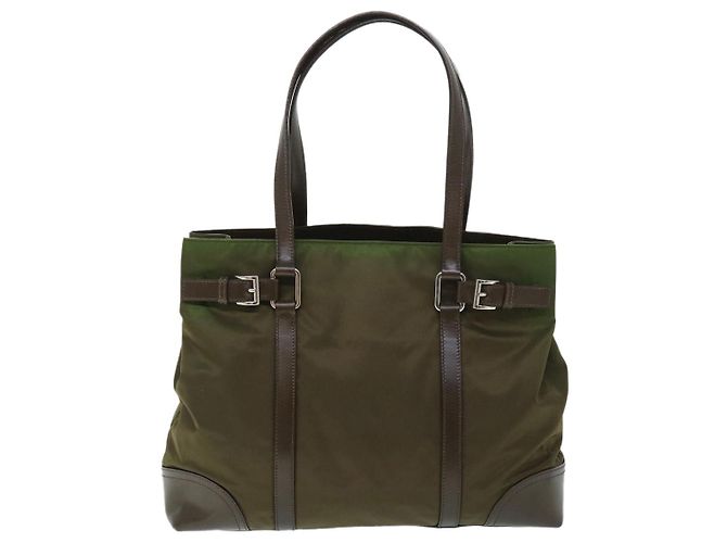 PRADA Borsa A Spalla Nylon Pelle Verde Auth ep1747 - vista 2