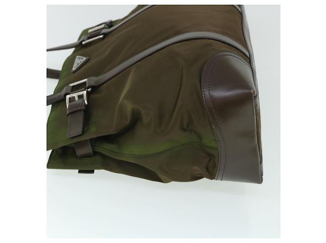 PRADA Borsa A Spalla Nylon Pelle Verde Auth ep1747 - vista 4